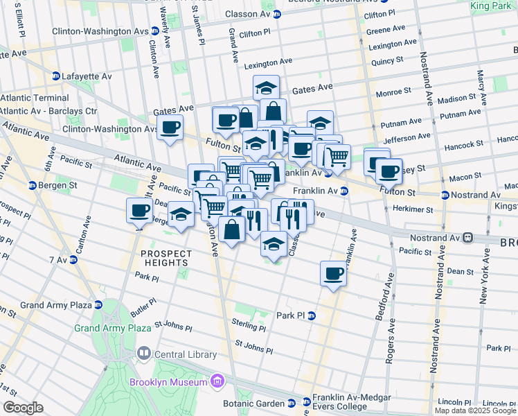 map of restaurants, bars, coffee shops, grocery stores, and more near 1008 Atlantic Avenue in Brooklyn
