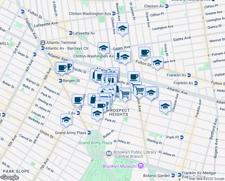 map of restaurants, bars, coffee shops, grocery stores, and more near in Brooklyn
