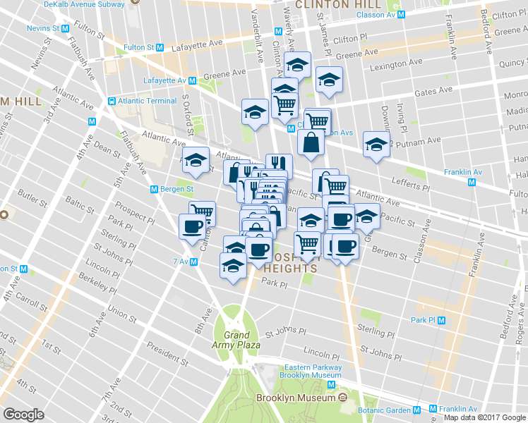 map of restaurants, bars, coffee shops, grocery stores, and more near in Brooklyn