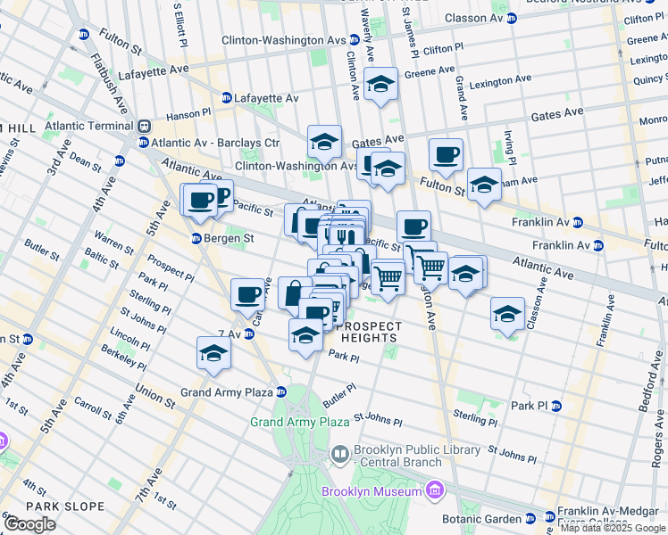 map of restaurants, bars, coffee shops, grocery stores, and more near in Brooklyn