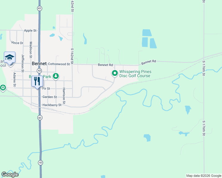 map of restaurants, bars, coffee shops, grocery stores, and more near 1225 Hackberry Street in Bennet