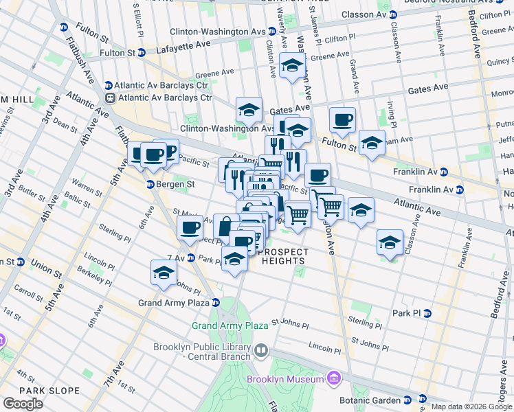 map of restaurants, bars, coffee shops, grocery stores, and more near in Brooklyn