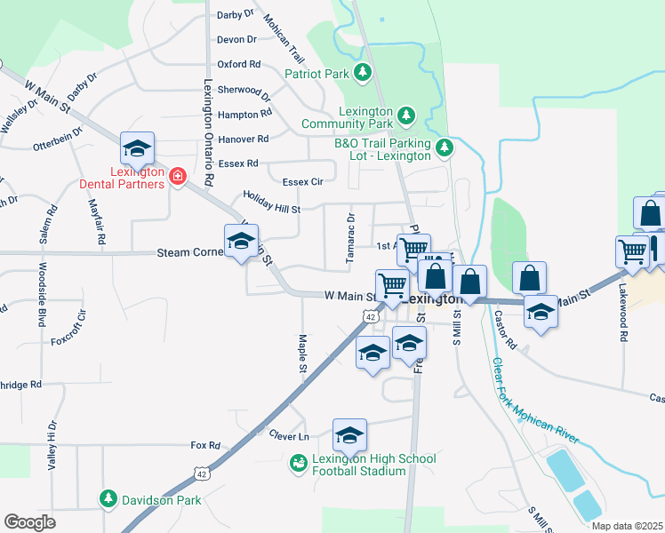 map of restaurants, bars, coffee shops, grocery stores, and more near 120 Templeton Terrace in Mansfield
