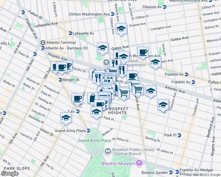 map of restaurants, bars, coffee shops, grocery stores, and more near in Brooklyn