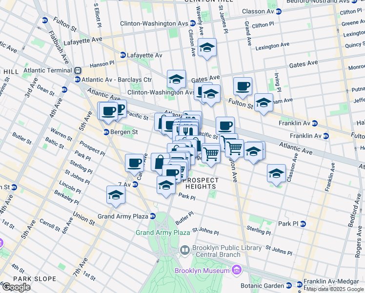 map of restaurants, bars, coffee shops, grocery stores, and more near in Brooklyn