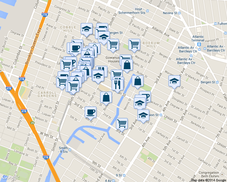 map of restaurants, bars, coffee shops, grocery stores, and more near 434 Union Street in Brooklyn