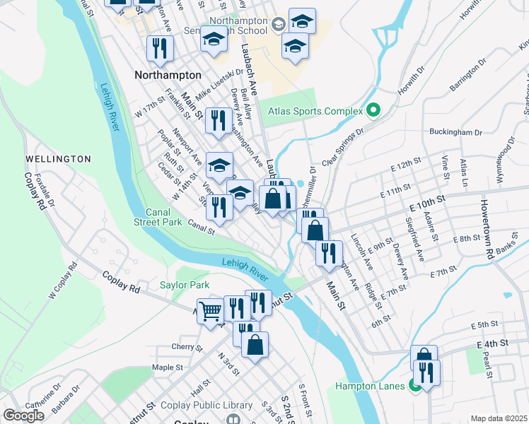 map of restaurants, bars, coffee shops, grocery stores, and more near in 