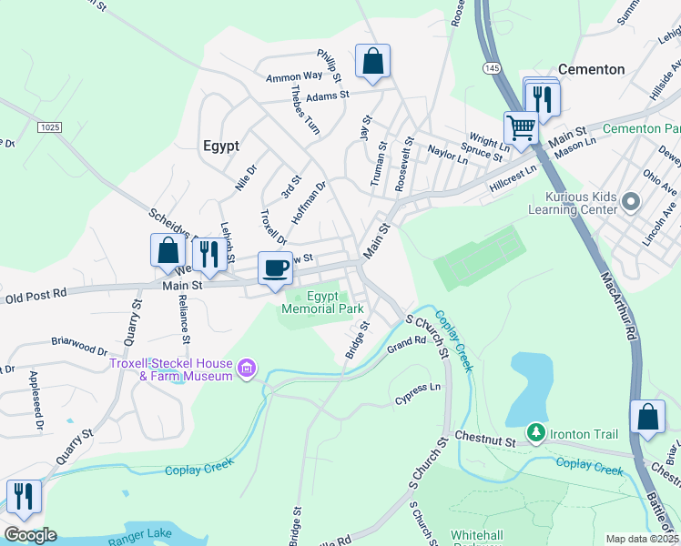 map of restaurants, bars, coffee shops, grocery stores, and more near 4524 Main Street in Egypt