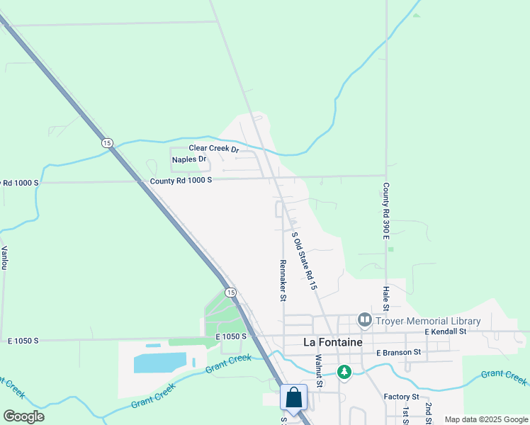 map of restaurants, bars, coffee shops, grocery stores, and more near 604 Rennaker Street in La Fontaine