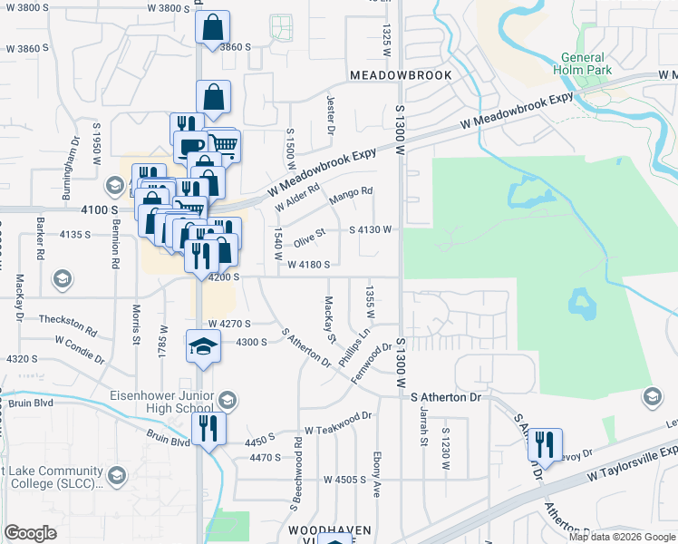 map of restaurants, bars, coffee shops, grocery stores, and more near 1447 West 4180 South in Taylorsville