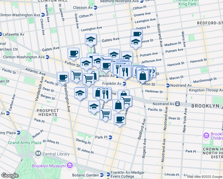 map of restaurants, bars, coffee shops, grocery stores, and more near 1035 Atlantic Avenue in Brooklyn