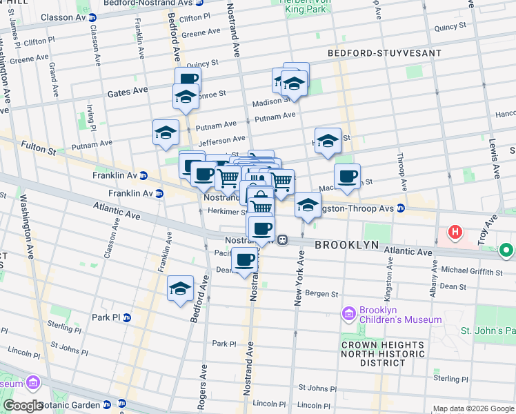map of restaurants, bars, coffee shops, grocery stores, and more near in Brooklyn