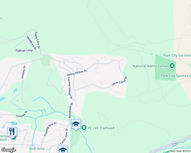 map of restaurants, bars, coffee shops, grocery stores, and more near 3028 Fairway Hills Court in Park City