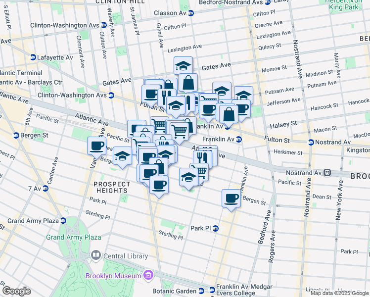 map of restaurants, bars, coffee shops, grocery stores, and more near 1008 Atlantic Avenue in Brooklyn