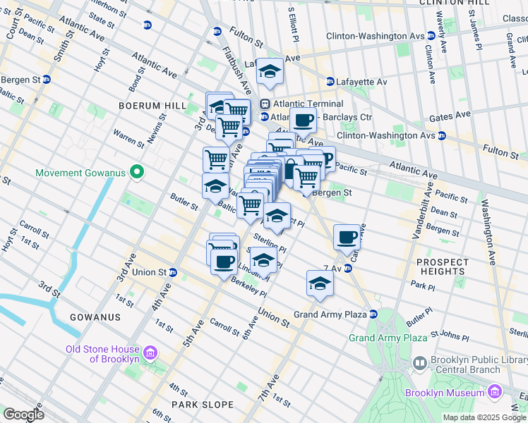 map of restaurants, bars, coffee shops, grocery stores, and more near 22 Prospect Place in Brooklyn