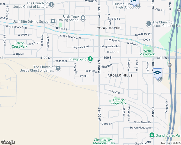 map of restaurants, bars, coffee shops, grocery stores, and more near 6461 West 4170 South in West Valley City