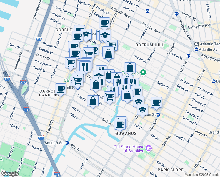 map of restaurants, bars, coffee shops, grocery stores, and more near 434 Union Street in Brooklyn