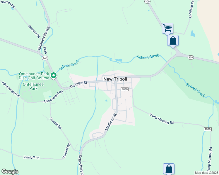 map of restaurants, bars, coffee shops, grocery stores, and more near 7541 Market Street in New Tripoli