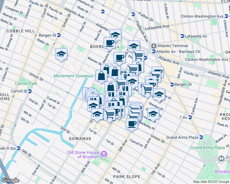 map of restaurants, bars, coffee shops, grocery stores, and more near 311 Douglass Street in Brooklyn