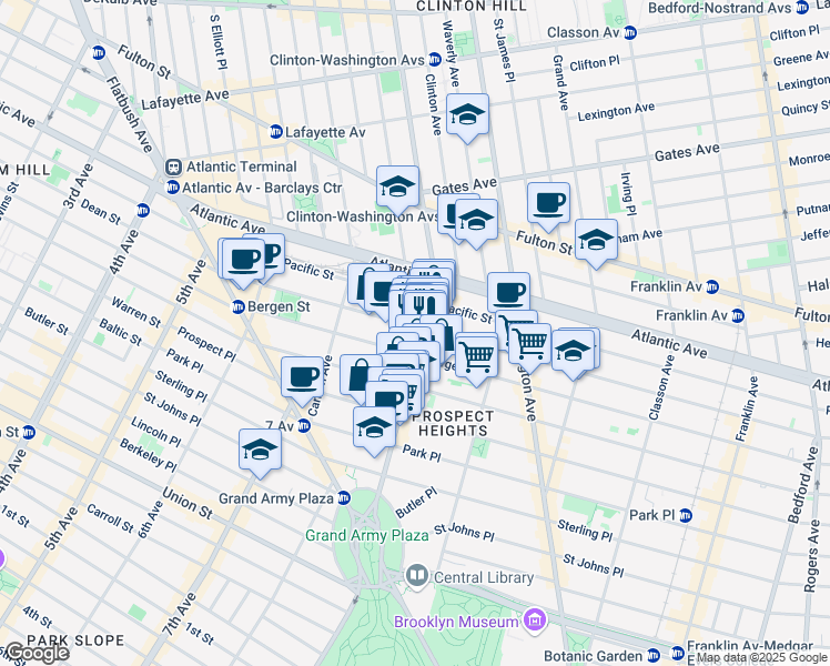 map of restaurants, bars, coffee shops, grocery stores, and more near in Brooklyn