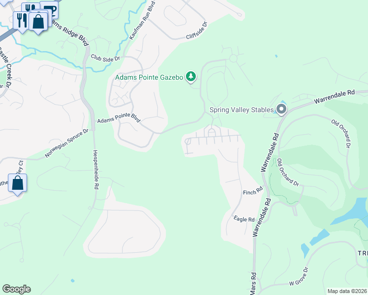 map of restaurants, bars, coffee shops, grocery stores, and more near 904 Pointe View Drive in Mars