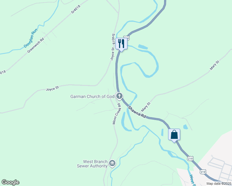 map of restaurants, bars, coffee shops, grocery stores, and more near 1983 Moss Creek Rd in Northern Cambria