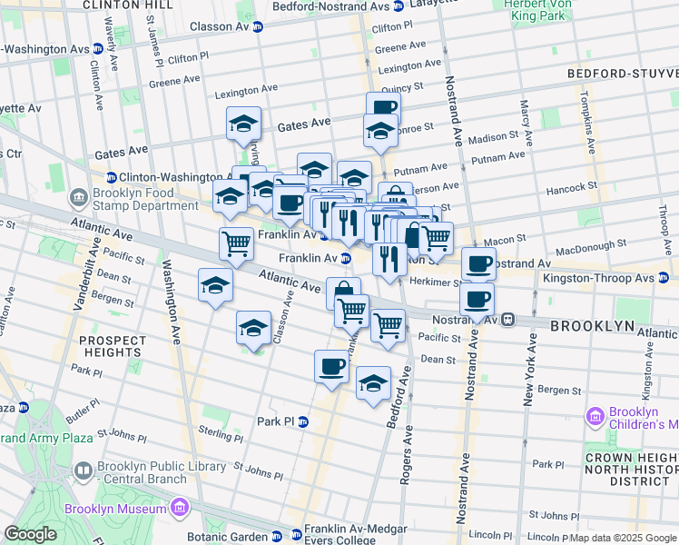 map of restaurants, bars, coffee shops, grocery stores, and more near in Brooklyn