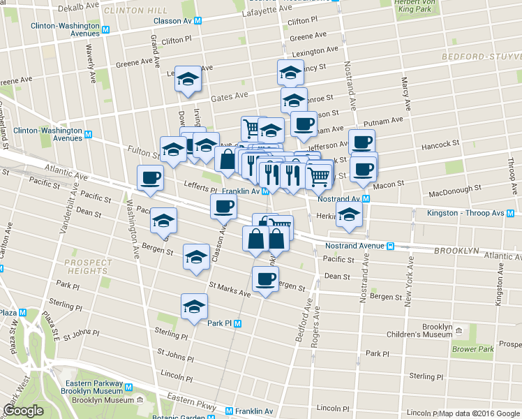 map of restaurants, bars, coffee shops, grocery stores, and more near in Brooklyn