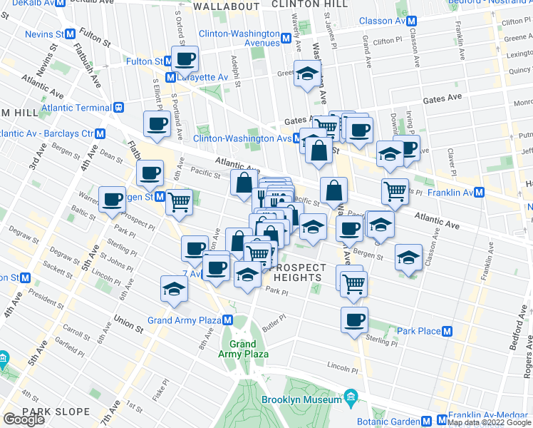 map of restaurants, bars, coffee shops, grocery stores, and more near in Brooklyn