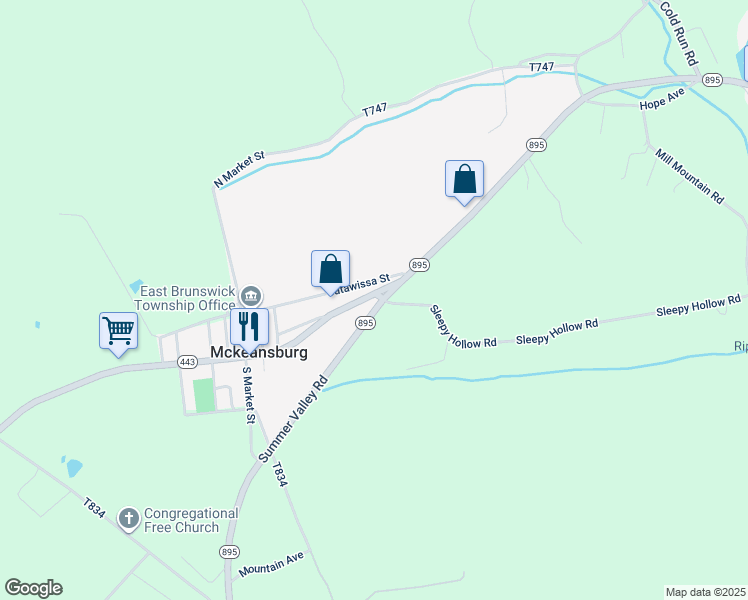 map of restaurants, bars, coffee shops, grocery stores, and more near Summer Valley Road in New Ringgold