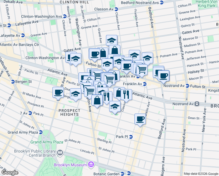 map of restaurants, bars, coffee shops, grocery stores, and more near 994 Atlantic Avenue in Brooklyn