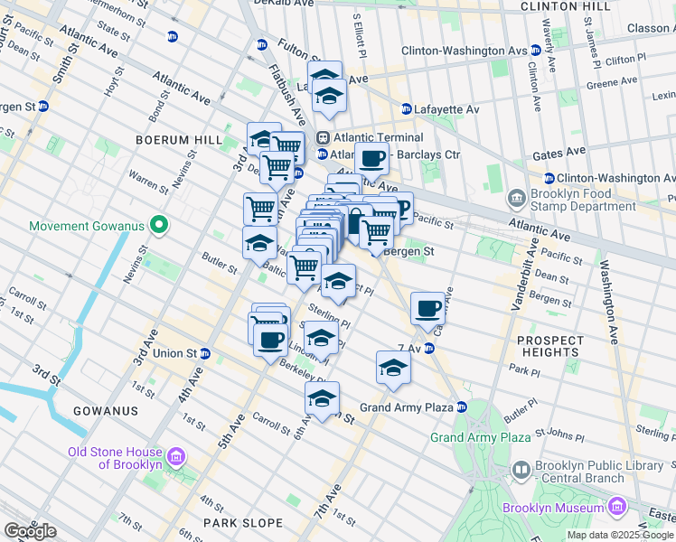 map of restaurants, bars, coffee shops, grocery stores, and more near 23 Prospect Place in Brooklyn