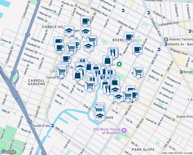 map of restaurants, bars, coffee shops, grocery stores, and more near in Brooklyn