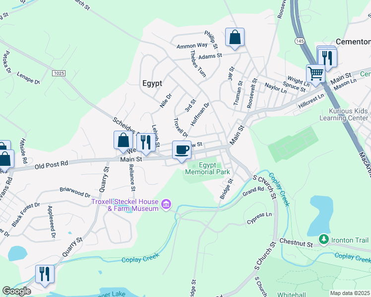 map of restaurants, bars, coffee shops, grocery stores, and more near 4641 Main Street in Whitehall