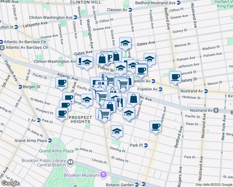 map of restaurants, bars, coffee shops, grocery stores, and more near in Brooklyn