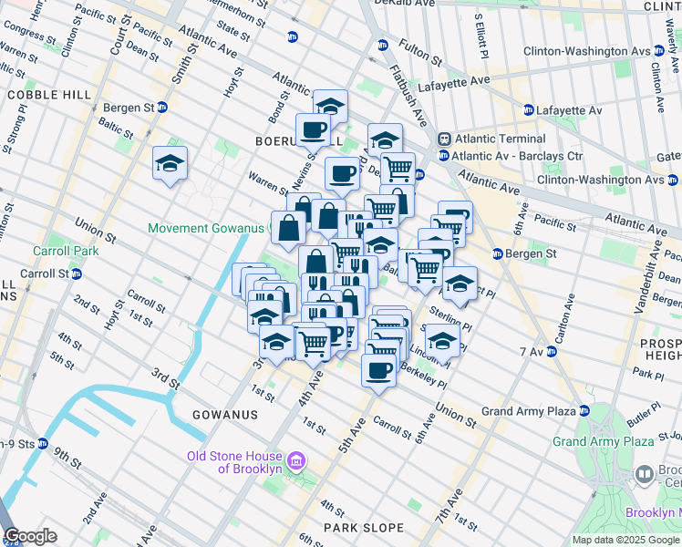map of restaurants, bars, coffee shops, grocery stores, and more near 311 Douglass Street in Brooklyn