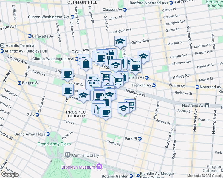 map of restaurants, bars, coffee shops, grocery stores, and more near 984 Atlantic Avenue in Brooklyn