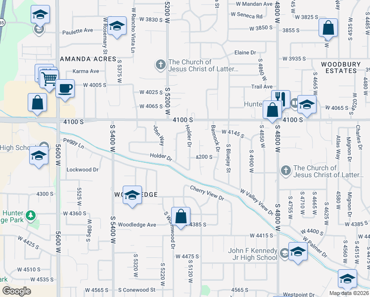 map of restaurants, bars, coffee shops, grocery stores, and more near 5135 West 4170 South in West Valley City