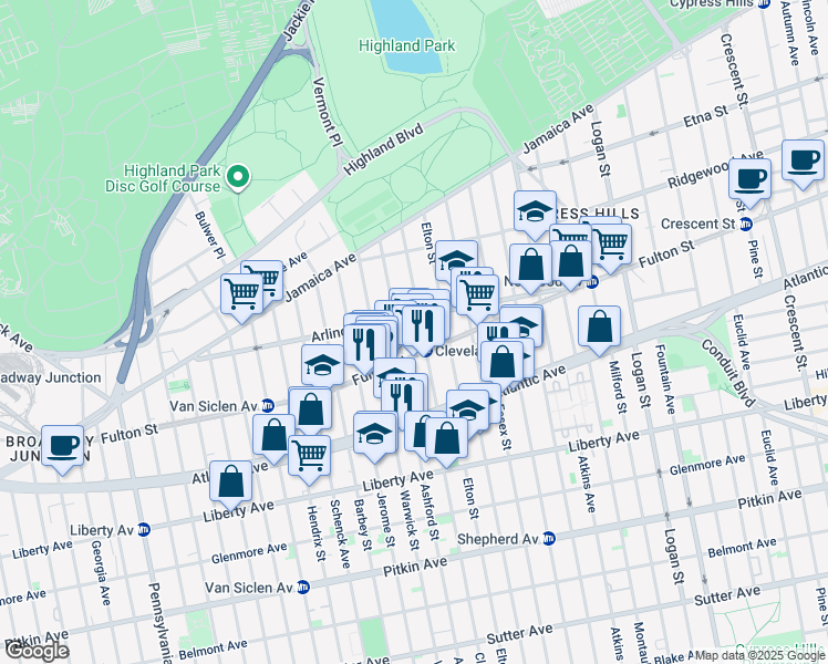 map of restaurants, bars, coffee shops, grocery stores, and more near in Brooklyn