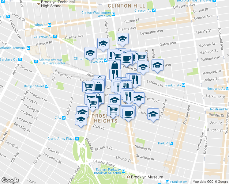 map of restaurants, bars, coffee shops, grocery stores, and more near in Brooklyn