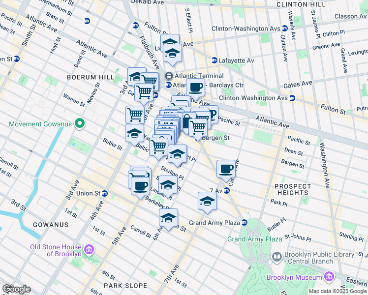 map of restaurants, bars, coffee shops, grocery stores, and more near 22 Prospect Place in Brooklyn