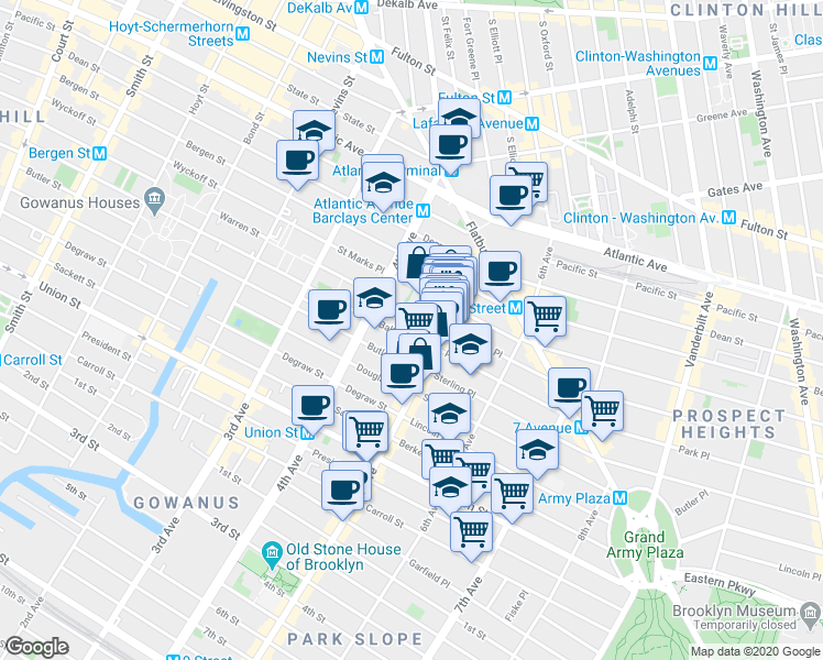 map of restaurants, bars, coffee shops, grocery stores, and more near in Brooklyn
