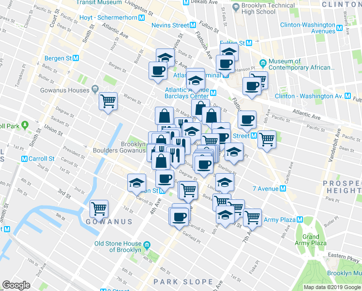 map of restaurants, bars, coffee shops, grocery stores, and more near 336 Butler Street in Brooklyn