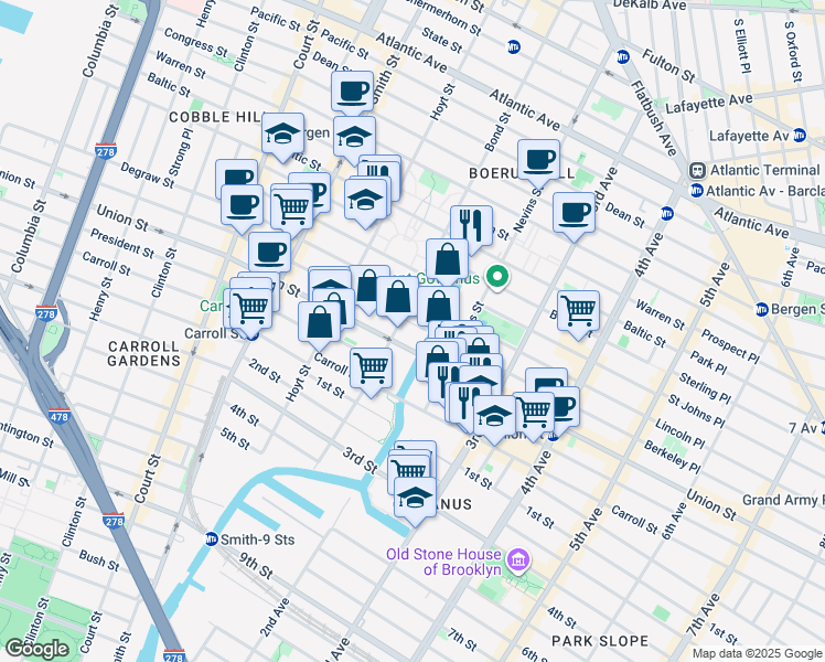 map of restaurants, bars, coffee shops, grocery stores, and more near in Brooklyn