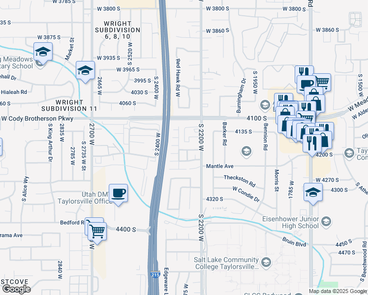 map of restaurants, bars, coffee shops, grocery stores, and more near 2251 West 4185 South in Salt Lake City