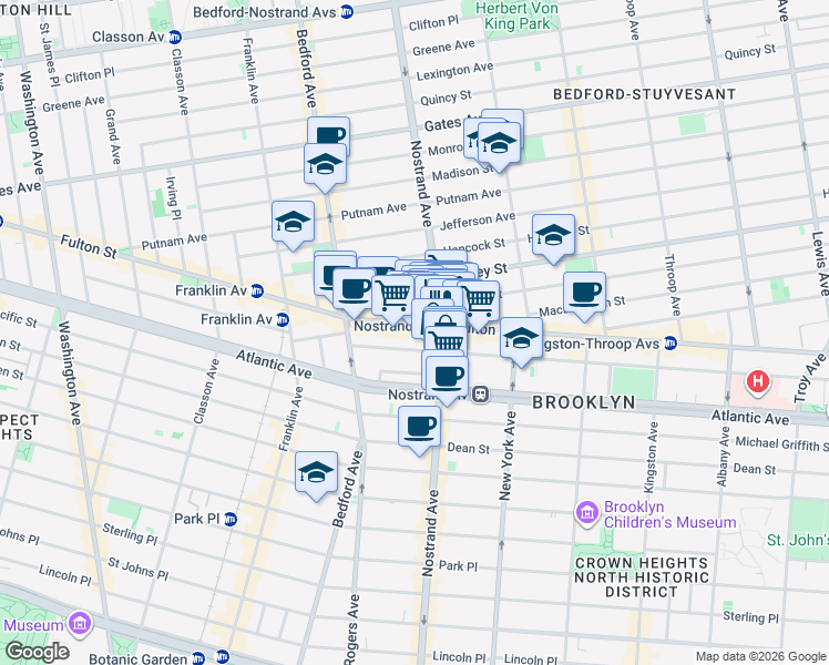map of restaurants, bars, coffee shops, grocery stores, and more near in Brooklyn