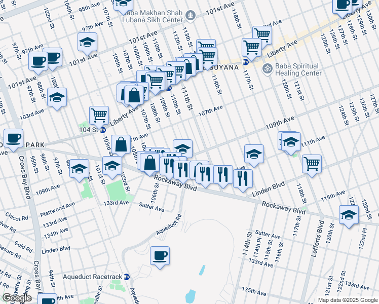map of restaurants, bars, coffee shops, grocery stores, and more near in Queens