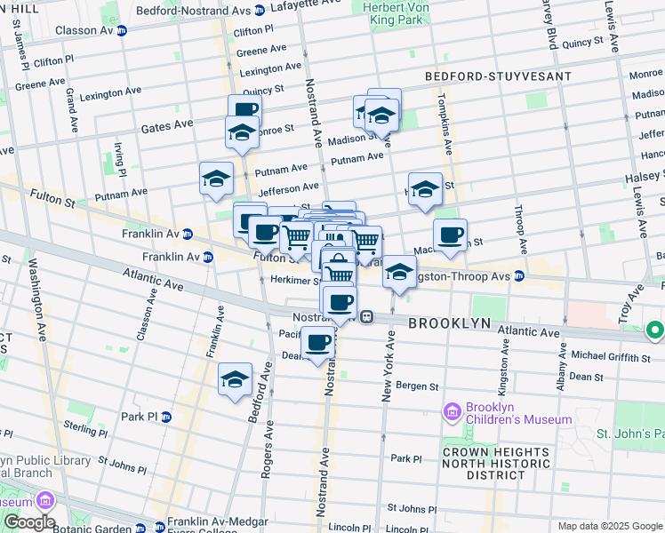map of restaurants, bars, coffee shops, grocery stores, and more near in Brooklyn