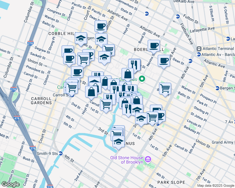 map of restaurants, bars, coffee shops, grocery stores, and more near in Brooklyn