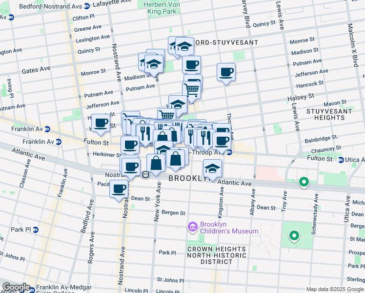 map of restaurants, bars, coffee shops, grocery stores, and more near in Brooklyn